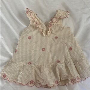 Girls' Cream and Pink Ruffle Tank Top